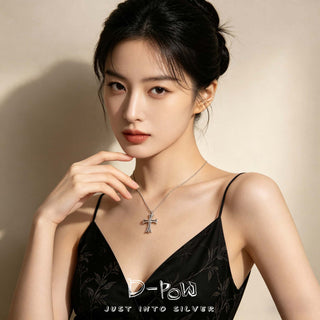 D-Pow S925 Sterling Silver Synthetic Zircon Necklace (62cm) - D-POW