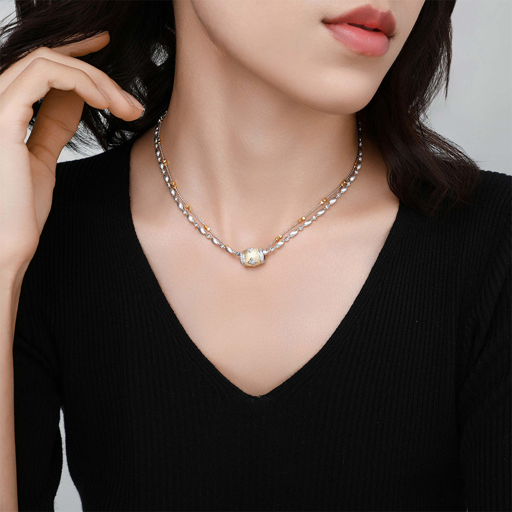 Essential | D-POW Ice Crystal Small Gold Diamond Haute Couture Necklace