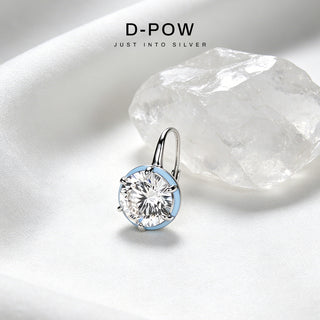 D-POW 925 Sterling Silver Round CZ Drop Earrings – Color Accent Design | D-POW