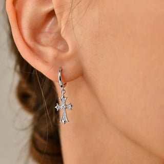 [Sacred Cross] D-POW Reversible Silver Earrings - D-POW