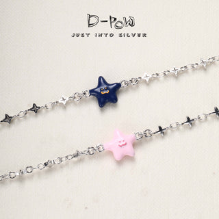 D-Pow S925 Silver Cream Star Necklace 52cm – Cute Minimalist Pendant - D-POW