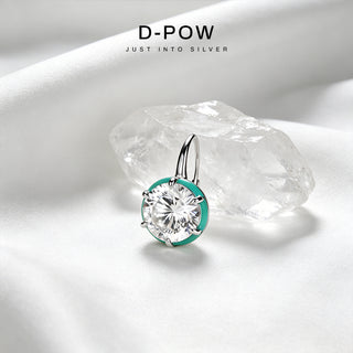 D-POW 925 Sterling Silver Round CZ Drop Earrings – Color Accent Design | D-POW