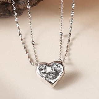 [Baroque Bloom] D-POW Baroque-Inspired Double Heart Necklace in 925 Sterling Silver - D-POW
