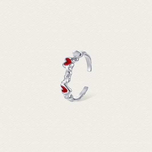 Cupid's Heart| D-pow Sterling Silver Red Heart Adjustable Ring