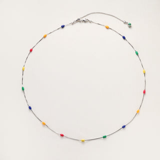 D-Pow Colorful Beaded Silver Choker Necklace