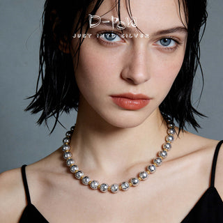 D-Pow S925 Sterling Silver “Moonlight Mini Gold Diamond” South Sea Gold Pearl Necklace & Bracelet - D-POW