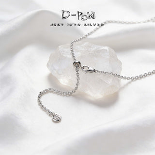 D-Pow S925 Sterling Silver Necklace – 46cm Minimalist Dainty Chain for Women - D-POW