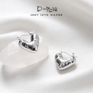 D-Pow S925 Sterling Silver Icy Heart Earrings – Minimalist Cute Jewelry for Women - D-POW