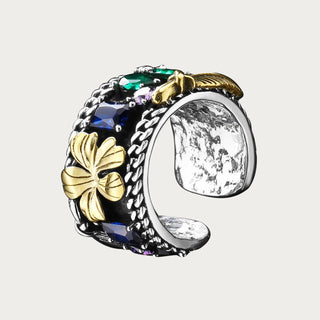 [Heavywork Goldflower]  D-POW Handcrafted Upgraded Linglang Stone Heavywork Ring - D-POW