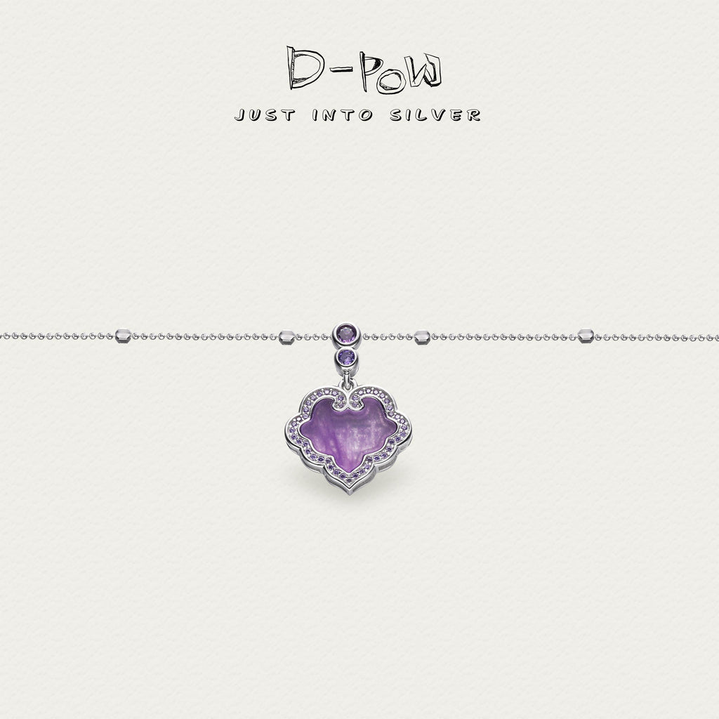 [Lustre Ruyi] D-pow Silver Jewelry Set – Necklace & Stud Earrings with Quartz Stones
