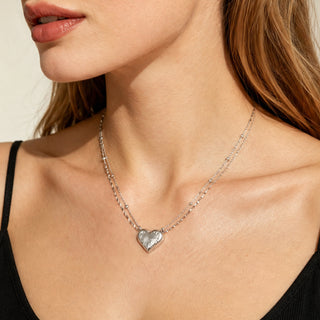 [Baroque Bloom] D-POW Baroque-Inspired Double Heart Necklace in 925 Sterling Silver - D-POW