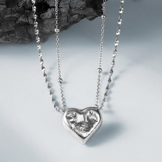 [Baroque Bloom] D-POW Baroque-Inspired Double Heart Necklace in 925 Sterling Silver - D-POW