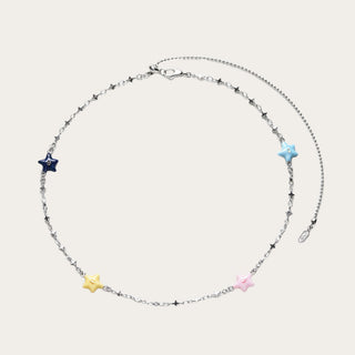 D-Pow S925 Silver Cream Star Necklace 52cm – Cute Minimalist Pendant - D-POW