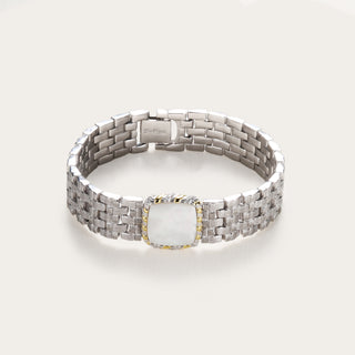 D-Pow S925 Sterling Silver Athena Vintage Bracelet – Handcrafted Tweed Texture, Luxury Style, Heavyweight Statement Chain - D-POW