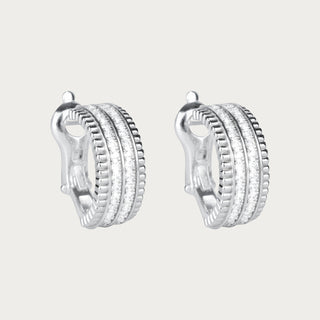 D-POW Baroque-Inspired Classic Sparkling 925 Silver Zircons Hoop Earrings - D-POW