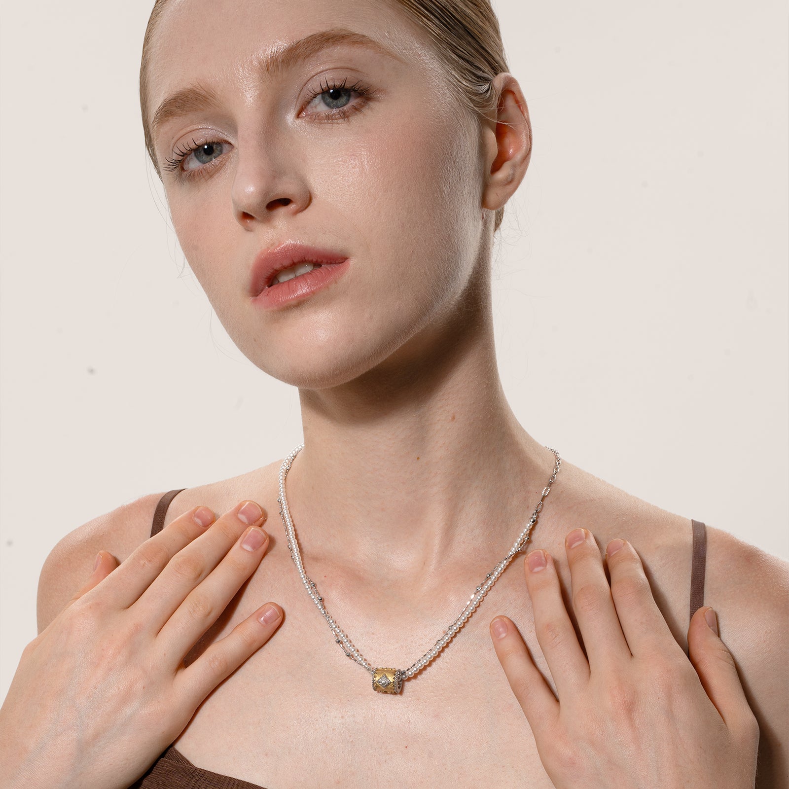 [Baroque Bloom] 925 Sterling Silver "Ineffleur" Dual-Layer Adjustable Necklace, 37–51CM(14.6–20.1'')