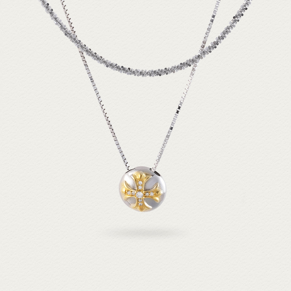 [Frozen Echo] D-POW Crome Pave Double-Layer Luxe Necklace 48cm(18.9'')