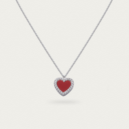 Cupid's Heart| D-pow Agate Heart Necklace – Simple Elegance in 925 Sterling Silver
