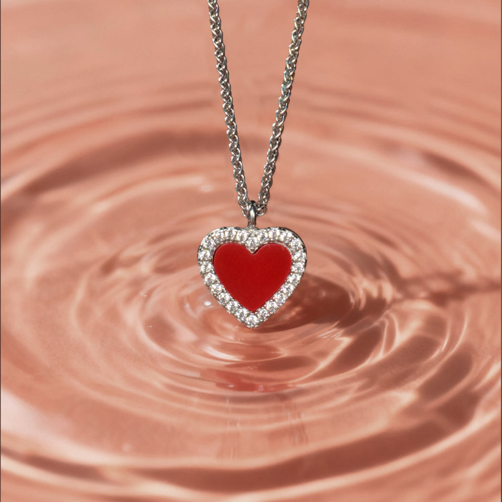 D-pow Agate Heart Necklace – Simple Elegance in 925 Sterling Silver