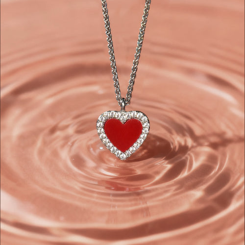 D-pow Agate Heart Necklace – Simple Elegance in 925 Sterling Silver