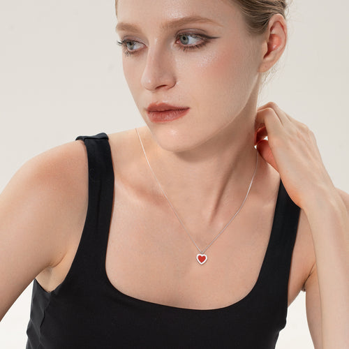 D-pow Agate Heart Necklace – Simple Elegance in 925 Sterling Silver