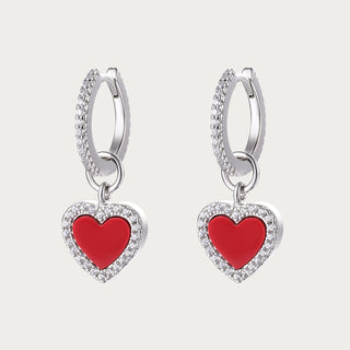 Cupid's Heart | D-pow Sterling Silver Red Heart Agate Drop Earrings - D-POW