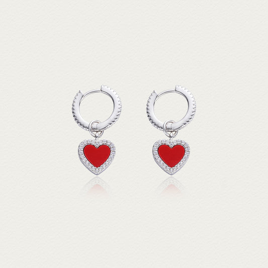 Cupid's Heart | D-pow Sterling Silver Red Heart Agate Drop Earrings
