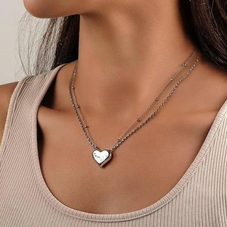 [Baroque Bloom] D-POW Baroque-Inspired Double Heart Necklace in 925 Sterling Silver - D-POW