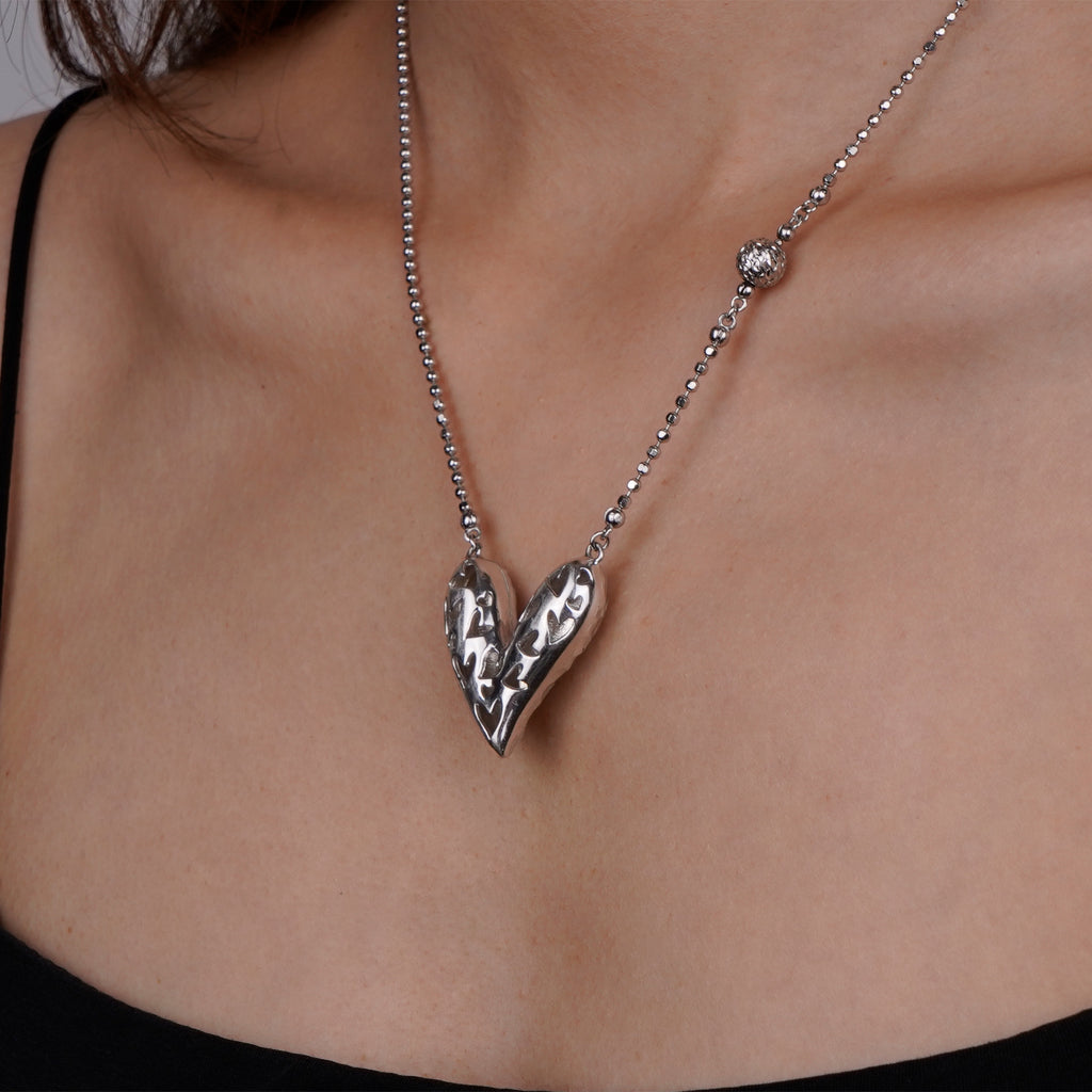 D-POW Baroque-Inspired Icy Peach Pendant 925 Silver Necklace