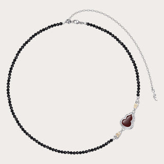 D-POW S925 Sterling Silver Resin Candied Hawthorn Pendant Necklace with Red Gold Shine - D-POW