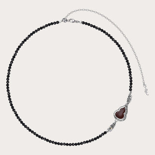 D-POW S925 Sterling Silver Resin Candied Hawthorn Pendant Necklace with Red Gold Shine - D-POW