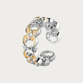[Fortune in Sight] D-POW 925 Sterling Silver Elegant Minimal Statement Ring - D-POW
