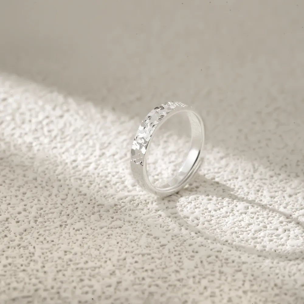 999.9 Fine Silver Crushed Ice Coated Ring (8284) | D-POW