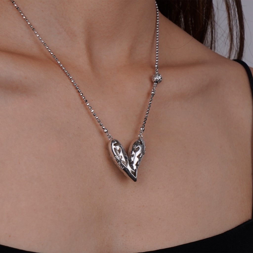 D-POW Baroque-Inspired Icy Peach Pendant 925 Silver Necklace