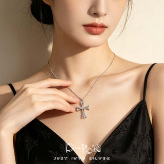 D-Pow S925 Sterling Silver Synthetic Zircon Necklace (62cm) - D-POW