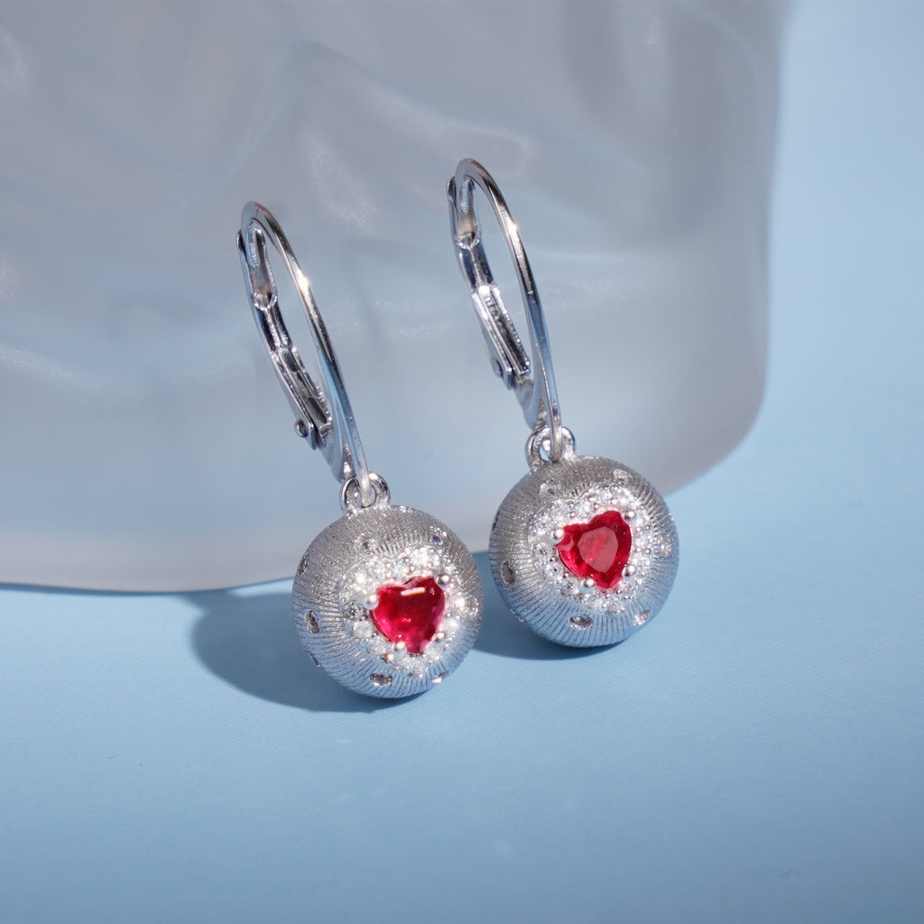 [Cosmic Amour] D-POW Haute Couture Peach Design Earrings in 925 Sterling Silver, 1 PAIR