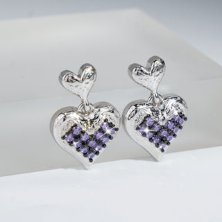 [Cosmic Amour] D-POW Crushed Ice Heart Earrings in 925 Silver - D-POW