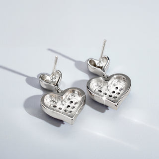 [Cosmic Amour] D-POW Crushed Ice Heart Earrings in 925 Silver - D-POW