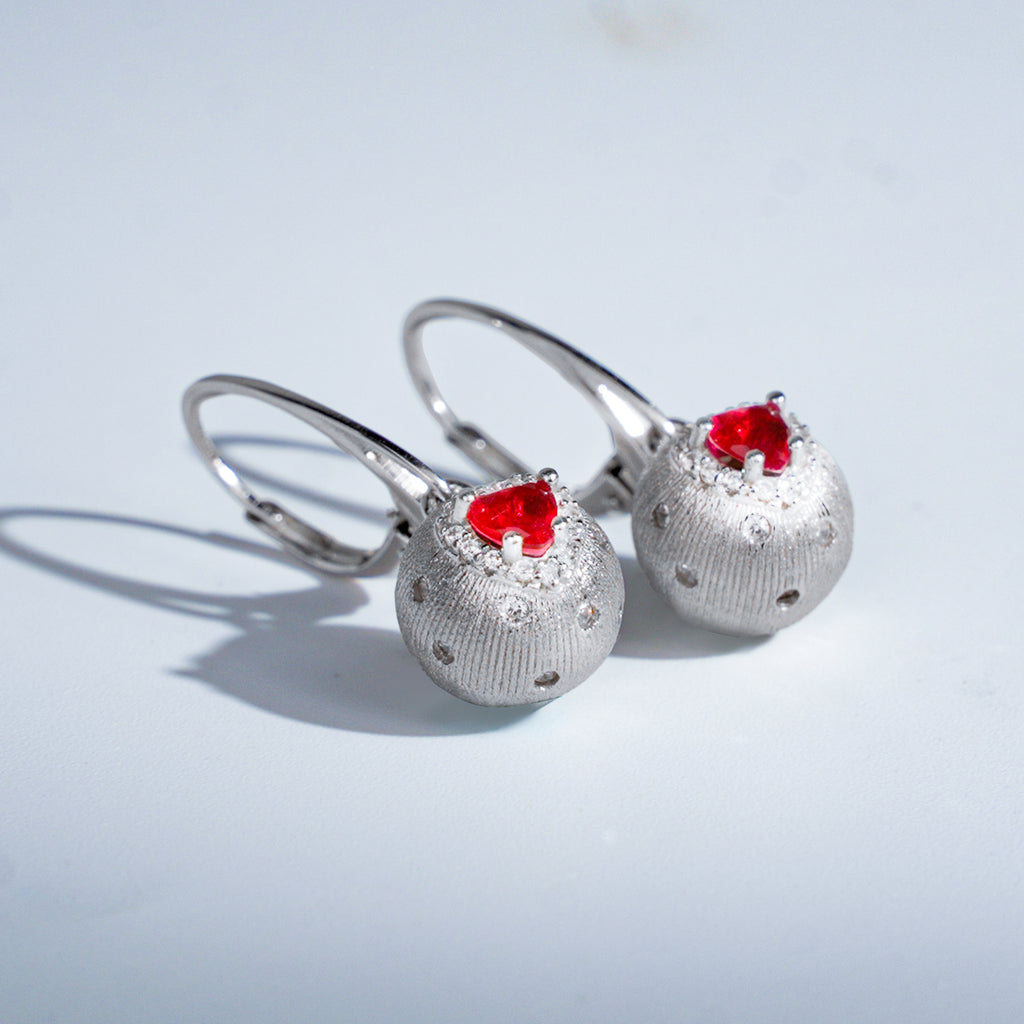 [Cosmic Amour] D-POW Haute Couture Peach Design Earrings in 925 Sterling Silver, 1 PAIR