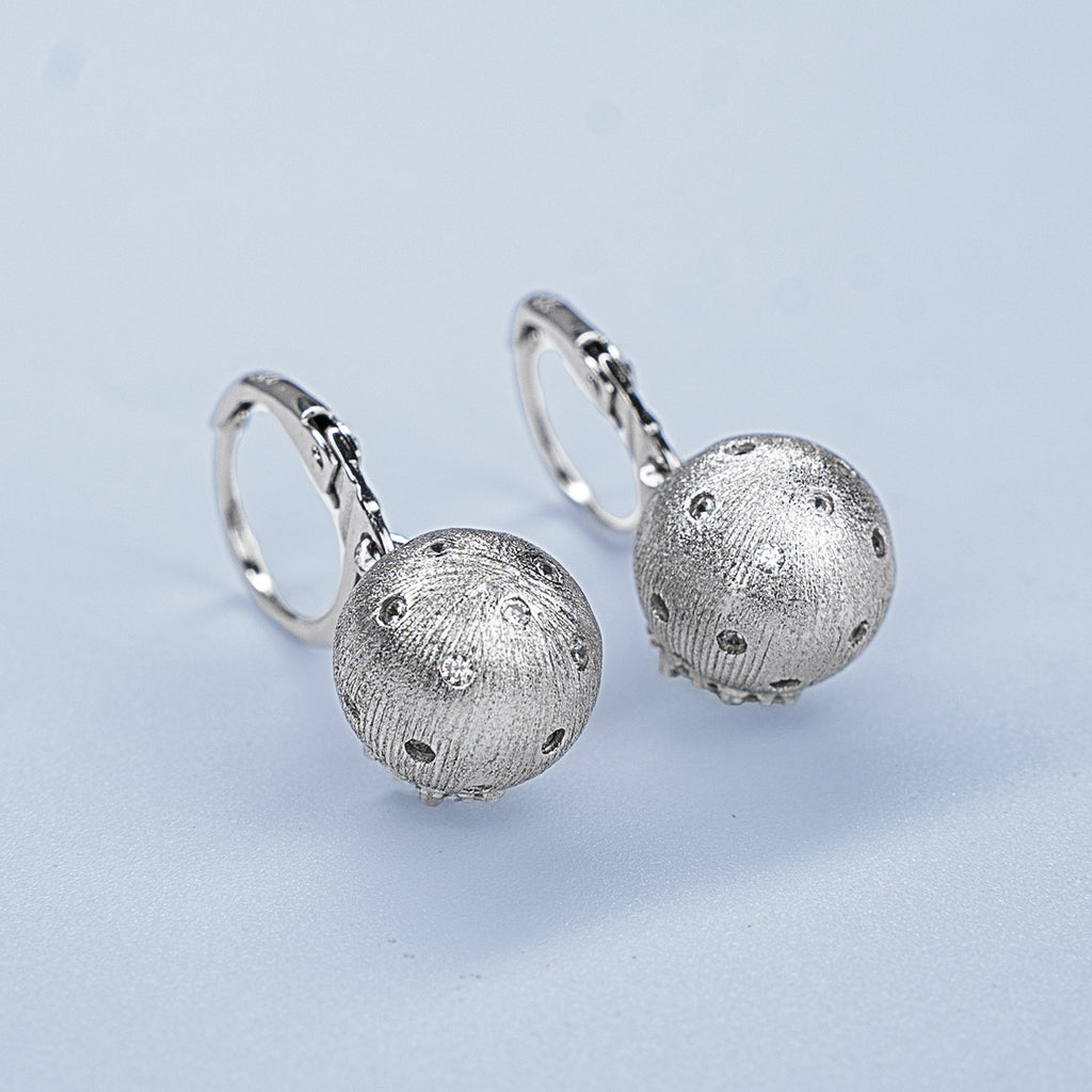 [Cosmic Amour] D-POW Haute Couture Peach Design Earrings in 925 Sterling Silver, 1 PAIR
