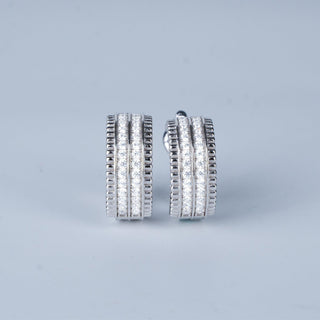 D-POW Baroque-Inspired Classic Sparkling 925 Silver Zircons Hoop Earrings - D-POW