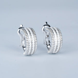 D-POW Baroque-Inspired Classic Sparkling 925 Silver Zircons Hoop Earrings - D-POW