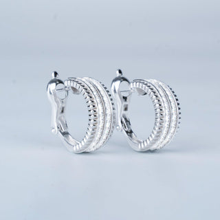 D-POW Baroque-Inspired Classic Sparkling 925 Silver Zircons Hoop Earrings - D-POW