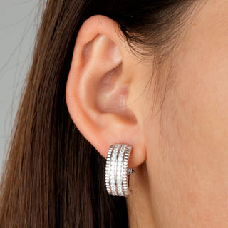 D-POW Baroque-Inspired Classic Sparkling 925 Silver Zircons Hoop Earrings - D-POW