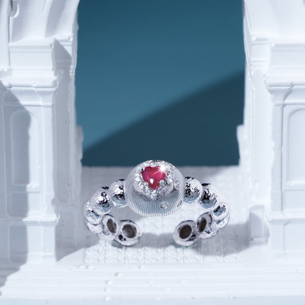 [Cosmic Amour] D-POW 925 Silver Adjustable Ring Inspired by the Blush of a Celestial Peach