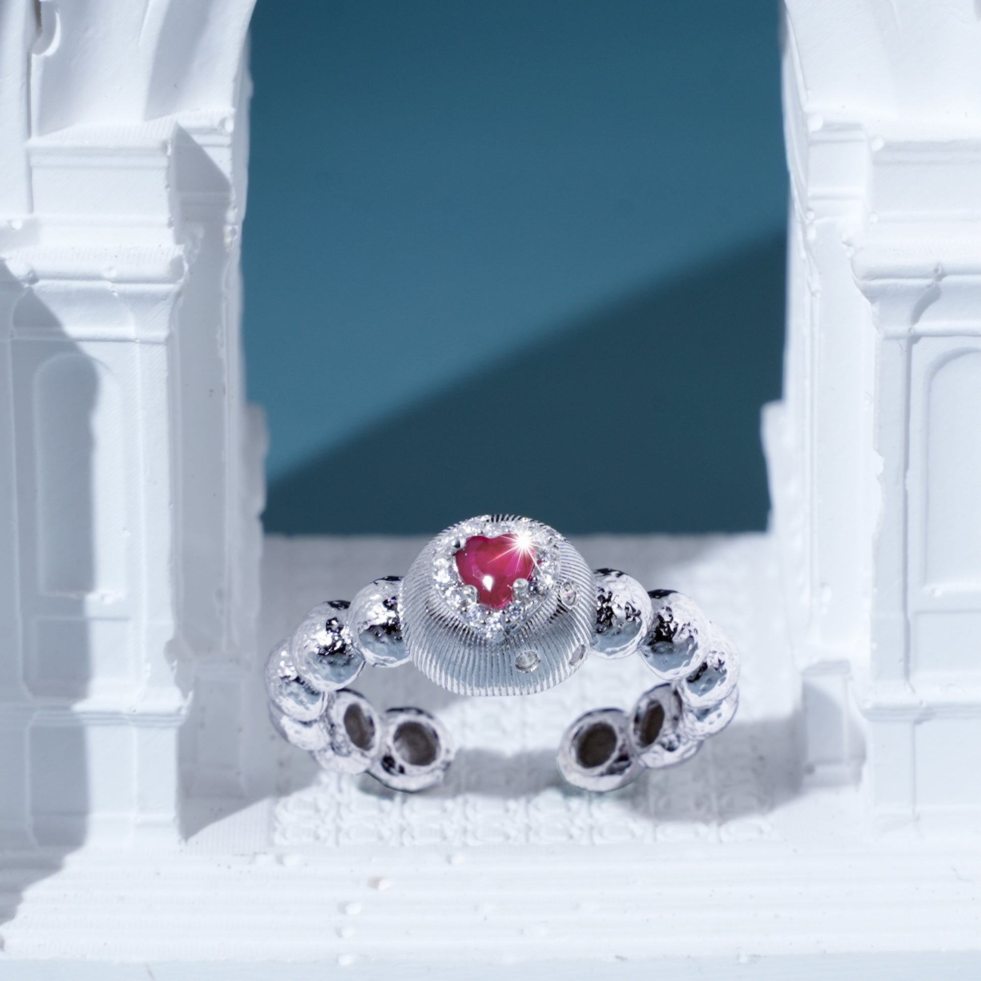 [Cosmic Amour] D-POW 925 Silver Adjustable Ring Inspired by the Blush of a Celestial Peach