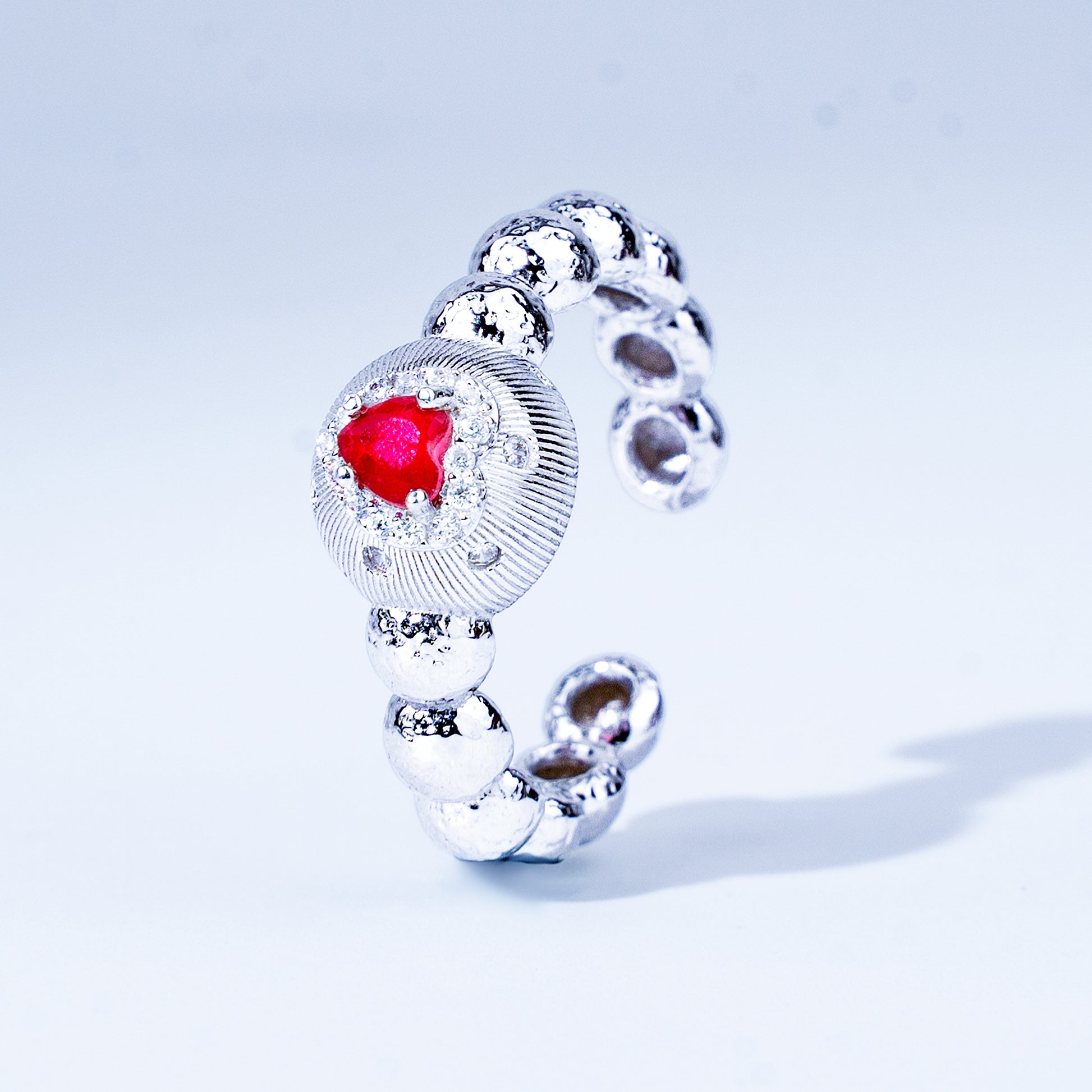 [Cosmic Amour] D-POW 925 Silver Adjustable Ring Inspired by the Blush of a Celestial Peach