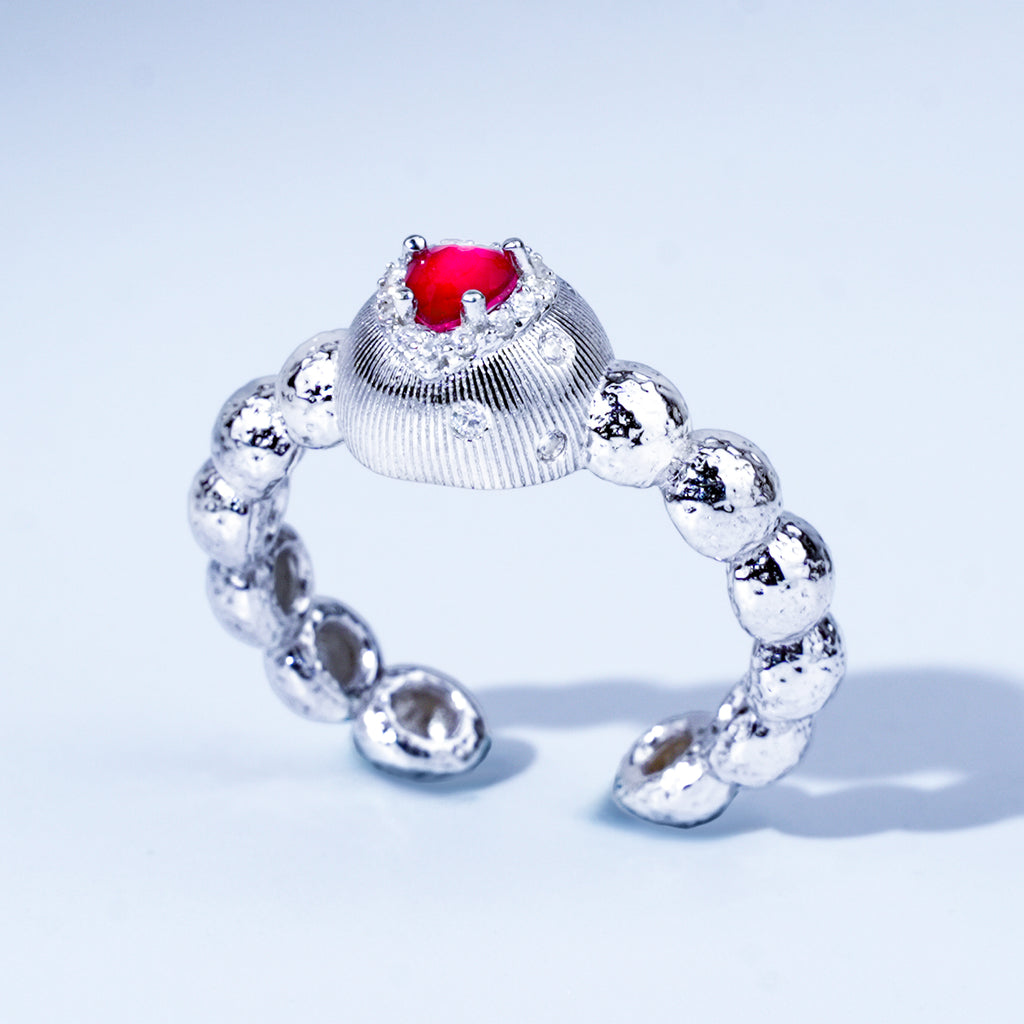 [Cosmic Amour] D-POW 925 Silver Adjustable Ring Inspired by the Blush of a Celestial Peach