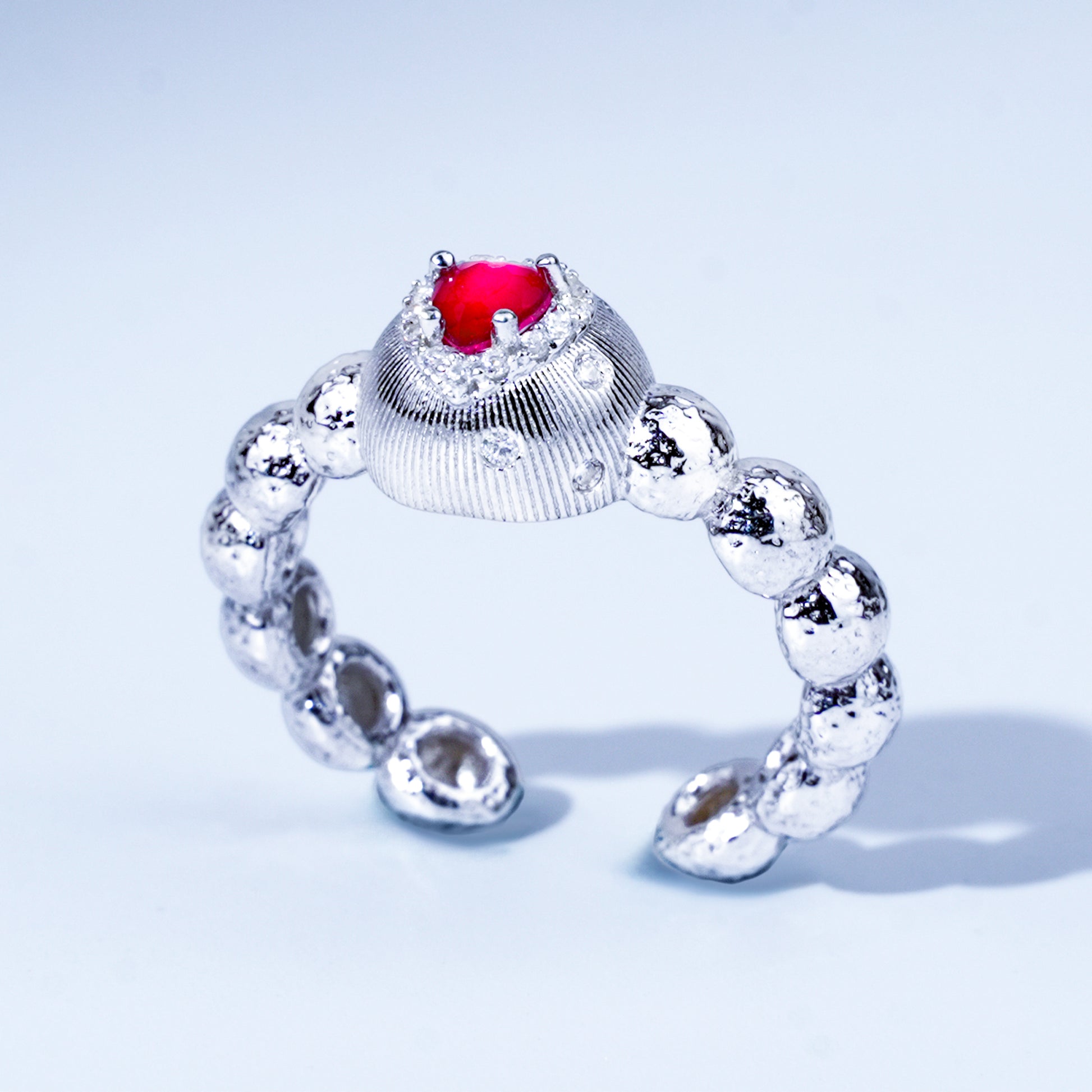[Cosmic Amour] D-POW 925 Silver Adjustable Ring Inspired by the Blush of a Celestial Peach