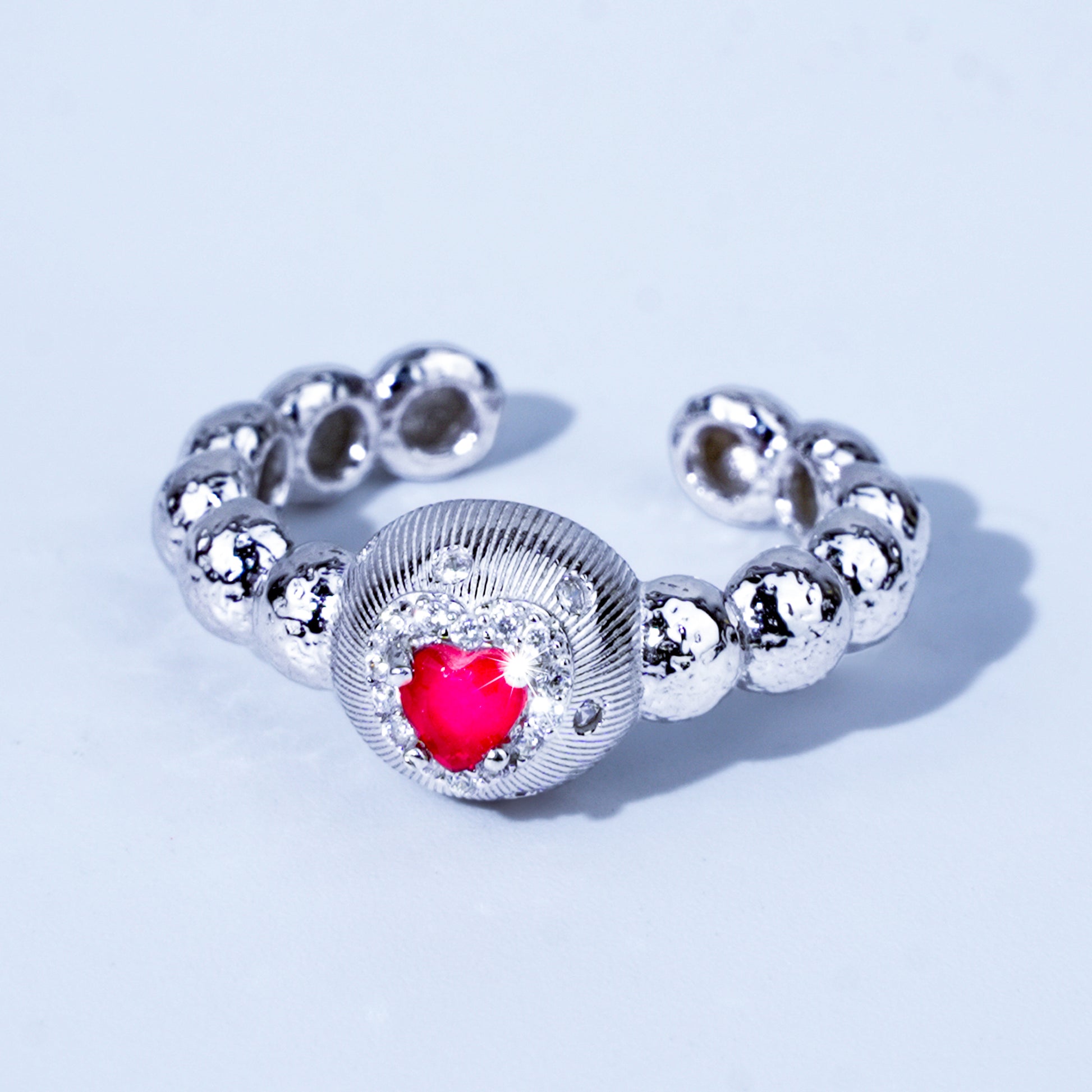 [Cosmic Amour] D-POW 925 Silver Adjustable Ring Inspired by the Blush of a Celestial Peach